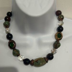 ✨Black Green Bronze Chunky beaded statement necklace